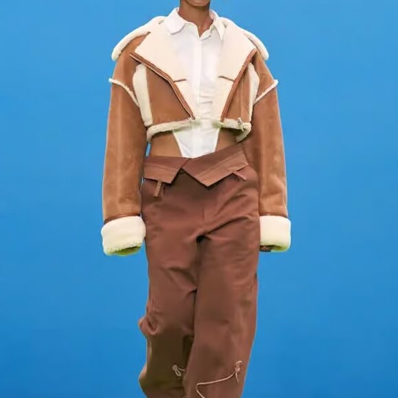 JACQUEMUS LA VESTE PAIOU SHEARLING JACKET CAMEL BROWN SIZE MEDIUM PRELOVED - Picture 1 of 5
